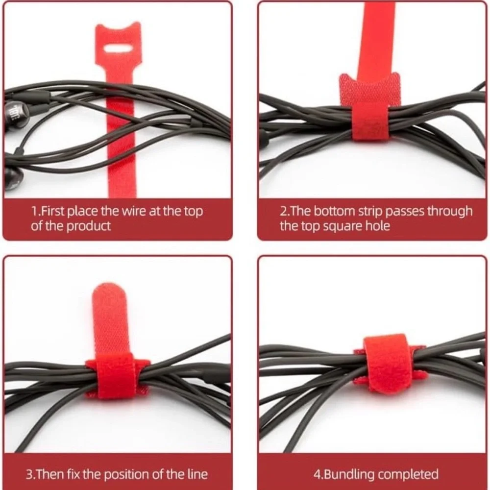 💞 New 20-Count Pack of White Reusable Hook & Loop Cable Organizer Straps